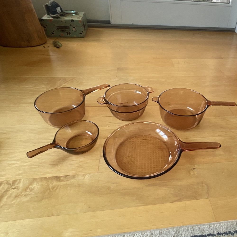 Corning ware Visions Amber Glass 5-Piece Saucepan Set Gas/Electric 1.5L no lid