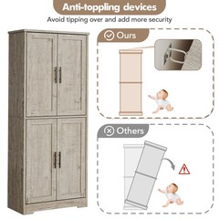 70″ Tall Kitchen Pantry Cabinet, Storage Cabinet with Doors & Adjustable Shelves