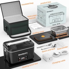 Cordless Electric Lunch Box with Scheduled Heating,1.2L Portable Food Warmer ，l
