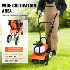 VEVOR Tiller Cultivator Gas Powered 43CC 2-Stroke Garden Cultivator Lawn Garden