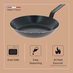 Home Cooking Blue Carbon Steel Fry Pan 9.5 – Oven Safe Made France