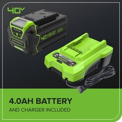 Greenworks 40V Cordless Leaf Blower (550CFM 130MPH) with 4Ah Battery and Charger