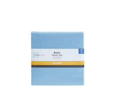 Mainstays Basic Value Microfiber Bed Sheet Set, Light Blue, Twin, 3 Piece.