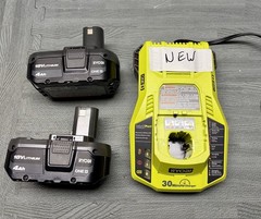RYOBI 18V Batteries (2) 4Ah & Fast Charger NEW (2) 18V Batteries & Charger Pack