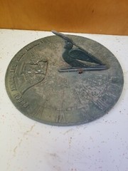 Vintage Antique Metal Sundial I Count None But Sunny Hours 9″ Diameter