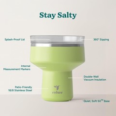 REDUCE Saltini 16 oz Insulated Cocktail Tumbler with Lid, Shatterproof