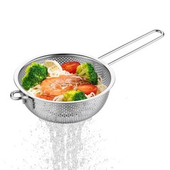 Stainless Steel Basin Colander Handle Strainer Resting Feet 7.68 In PC
