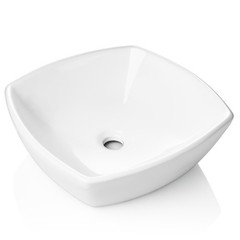 Modern Ceramic Vessel Sink – Bathroom Vanity Bowl – Flared Square White