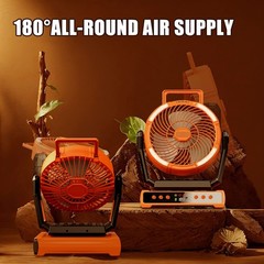 20000mAh Camping Fan Rechargeable Portable Fan with Remote LED Lights & 4 Speeds