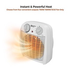 Comfort Zone Portable Fan-Forced Indoor Space Heater with Tip-Over Switch, White
