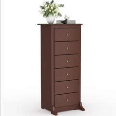 6 Drawer Tall Chest Dresser Wooden 52″ High Narrow Storage Cabinet Small Space