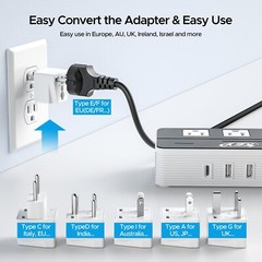 220V to 110V Step Down Voltage Converter 2-Outlet 4 USB Travel Adapter Converter