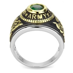 Women’s United States US Army Ring Military Rings Emerald Green Synthetic Stone