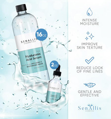 Hyaluronic Acid Serum 16 fl oz And 2 fl oz, Made From Pure Anti Aging/Wrinkle, U