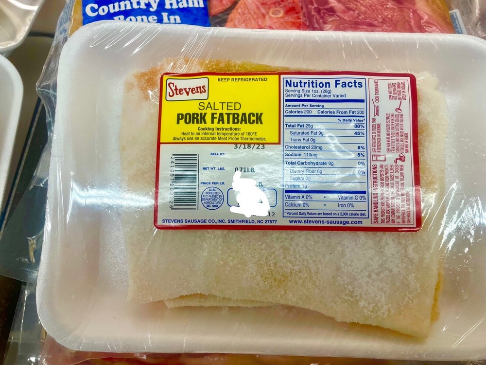 Salted Pork Fatback, Country Food , Soul Food, READ DESCRIPTION