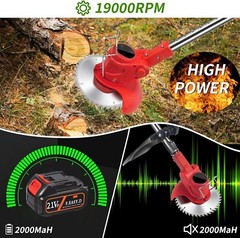 Electric Cordless Grass String Trimmer Lawn Edger Weed Wacker Cutter + 2 Battery