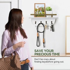 KISENG Key Holder Wall Mount Mail Organizer with Shelf & 4 11.02 IN, White