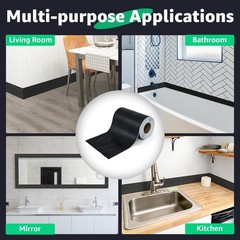 32ft x 4.2in Black Mirror Tape Border, Peel and Stick Mirror Border for Bathr…