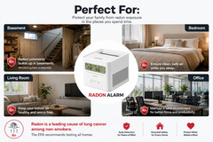 X-SENSE Radon Detector Alarm XR0A-SR Digital Radon Gas Monitor LCD Battery Power
