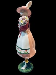 Bunny Girl Figurine 15.5in Holding Flowers Spring Summer Statue Decor NEW Gift