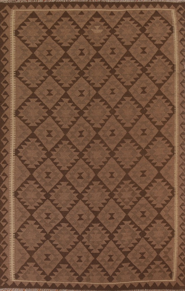 Brown Kilim Oriental Area Rug 7×10 Flat-weave Southwestern Style for Any Room