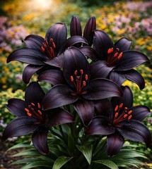 Blackstone Lily Bulbs for Planting – Deep Burgundy Black Asiatic (10)