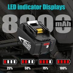 2PC BL1860B 8.0Ah Kit for Makita 18V Lithium-Ion tool Battery with Charger Combo