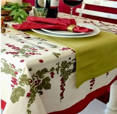 Couleur Nature, “Gooseberry Red & Green” French Country Holiday Tablecloths, NEW
