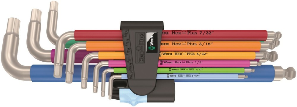 Wera 3950/9 Hex-Plus Multicolor Stainless 1 L-Key Set SAE 05022860001