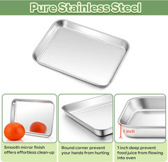 Toaster Oven Pan with Rack Set, 9’’ x 7’’ x 1’’ Stainless Steel Compact Toaster