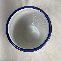 Le Souk UTENSIL WINE BOTTLE HOLDER Ceramique Stoneware White Blue 8” Tunisia