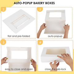 30Pcs Cookie Boxes, 12X8X2.5 Inches Auto-Popup Mother’S Day Bakery Boxes with 3
