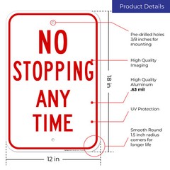 No Stopping Any Time Red Sign,