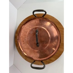 Fabrication Francaise Copper Pot Tin Lined w/ Lid 2 Handles 10.25″ 2 mm READ