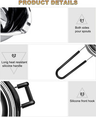 Double Boiler Pot Set, Stainless Steel Melting Pot with Silicone Spatula for Mel