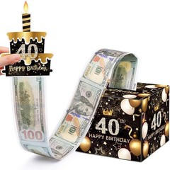 40th Birthday Money Box for Cash Gift Surprise Pull Out Money Gift Box with 1…