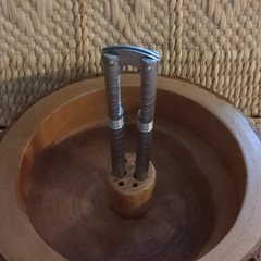 Wood Metal Vintage/Retro Brown Nut & Shell Cracker Bowl Less Than 10 in