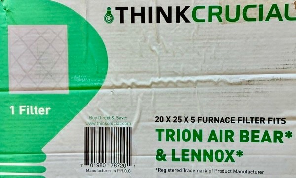 20x25x5 furnace filter merv 8 Think Crucial Fits Trion Air Bear& Lenox