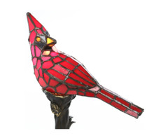 Stained Glass Cardinal Lamp Table Bird Red Ornament New Light Mantel Tiffany End