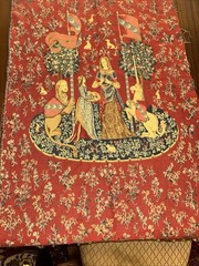 Vintage Tapestry The Lady & The Unicorn 26.5”x 46” Medieval Unfinished & Unframe