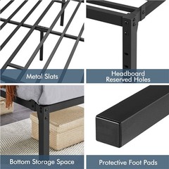 Metal Platform Bed Frame Non-Slip Design/No Box Spring Needed 14/16/18 Inch