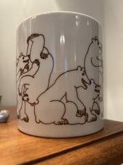 Taylor & Ng VTG 1979 Win Ng Japan Iconic Naughty Brown Bears Mug Signed Fun