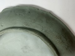 Vintage German Jasperware CUPID Green Wall Hanging/ Decorative Dish 4.25in