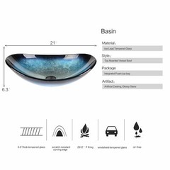 Bathroom Vessel Sink Tempered Glass Basin Bowl ORB Faucet Pop-up Drain Combo Set