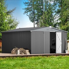 AECOJOY 4’x6’/ 6’x8′ Outdoor Metal Storage Shed for Garden Tools Lockable Door
