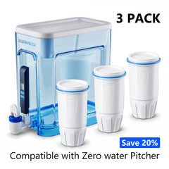 Zero Pitcher Water Filter Replacement 5-Stage 3 Pack Fit ZR-001 ZR-004