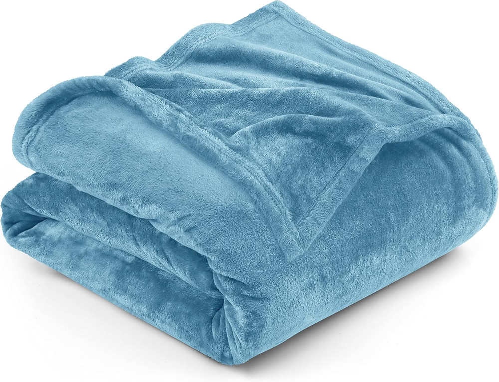 Utopia Bedding Fleece Blanket King Size Washed Blue 300GSM Luxury Fuzzy Soft