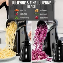 Manual Rotary Cheese Grater 5 Blade Shredder & Vegetable Slicer