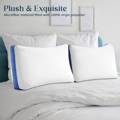 Gusseted Pillow Set of 2 Bed Pillows Neck Support Side & Back Sleepers Pillows