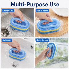 Handled Sponge Scrubber Cleaning Brush Kitchen Dish Pot Pan Bathroom Tub Multi-P